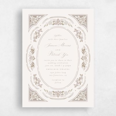 Rich Taupe, Beige Wedding Invitation - Reed Portrait