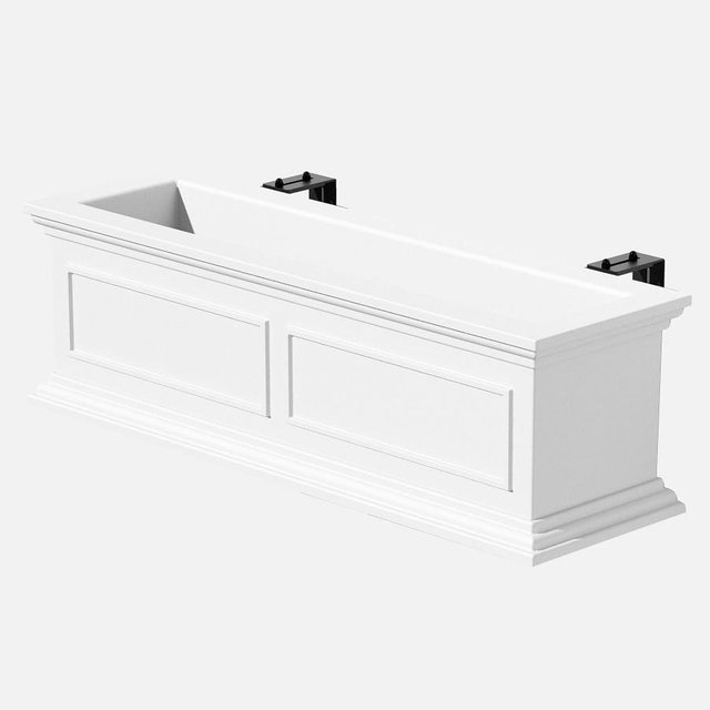 Veda Window Box Planters with Brackets, White