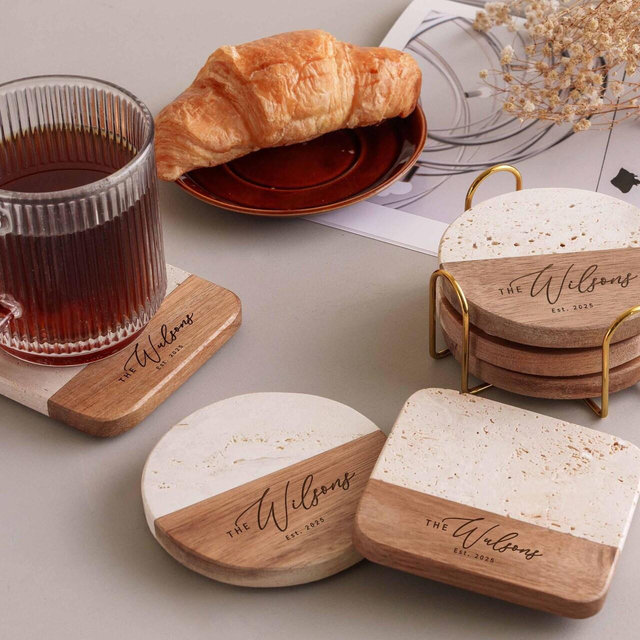 Custom Coasters Set of 4, Housewarming Gift, Cutting Board Coaster Set of 4, Personalized Coasters, Bridal Shower Gifts