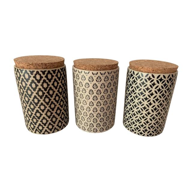 Hand Painted Ceramic Loose Leaf Tea Canisters With Airtight Cork Lid Storage Set of 3