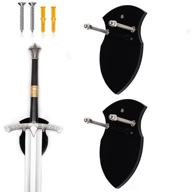 Sword Stand Sword Hook Wall Hook Display Stand Single Sword Vertical Wall Mount Universal Sword Stand Wall Mount Display Stand For Sword Dagger Axe Key Knife Anime Sword (Black 2 pack)
