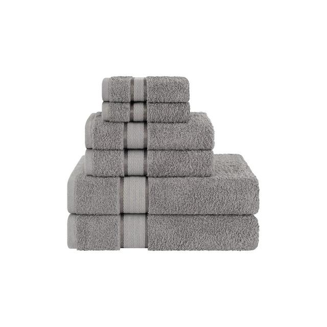American Soft Linen 6 Piece Towel Set, 100% Cotton Towels for Bathroom, Dorlion Collection, Grey