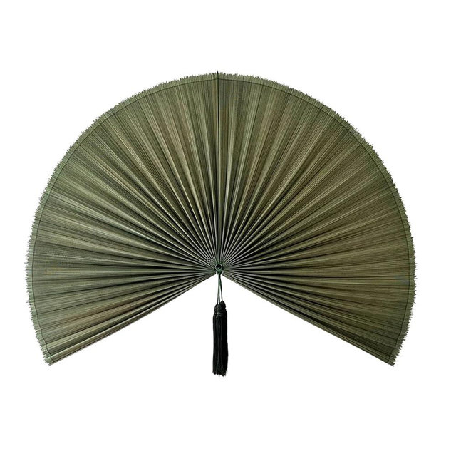 Chicvillage Bamboo Wall Fan Decor - 60” Handmade Woven Bamboo Wall Hanging Fan, Large Japanese Fan Wall Decor for Above Bed, Boho Natural Asian Wall Art, Lightweight & Easy to Hang, Green