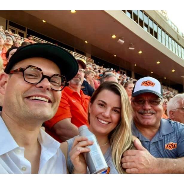 Oklahoma State football game with Rachel's father, Rick in the Fall of 2019. Rachel and her dad have been attending OSU games together since 2008.