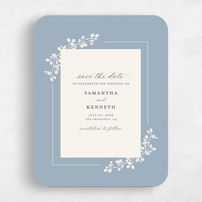 Blue Rounded Wedding Save the Date - Viola Portrait