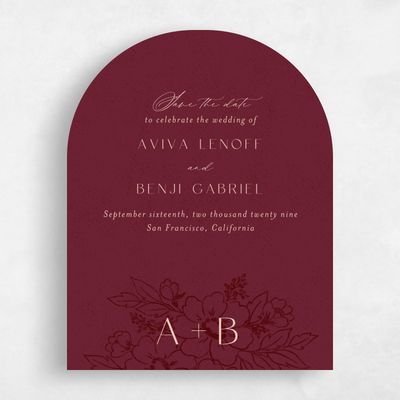 Red Arch Wedding Save the Date - Oriabel Portrait