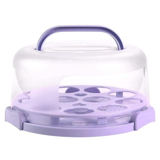 Cake Holder Carrier Lid Handle: Ohuhu Portable Round Cake Keeper Cupcake Container Two Sided Base for Pies Cookies Nuts Fruit etc - Suitable for 10 inch Cake Christmas Gifts