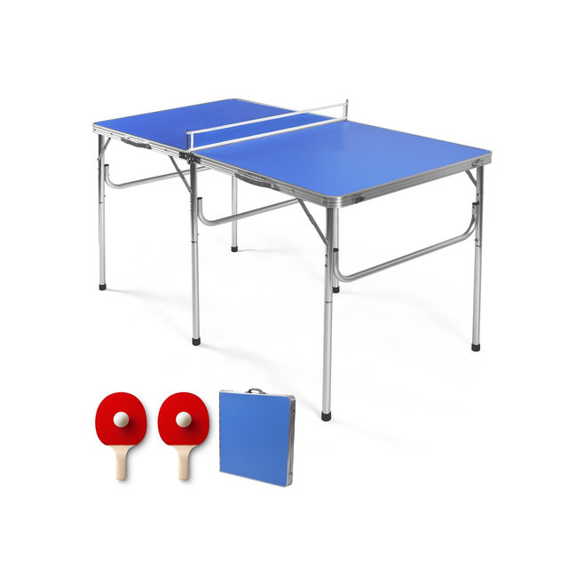 Costway 60'' Portable Table Tennis Ping Pong Folding Table with Accessories Indoor Game Blue