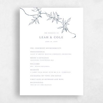 Blue Simple Wedding Program - Sinclair