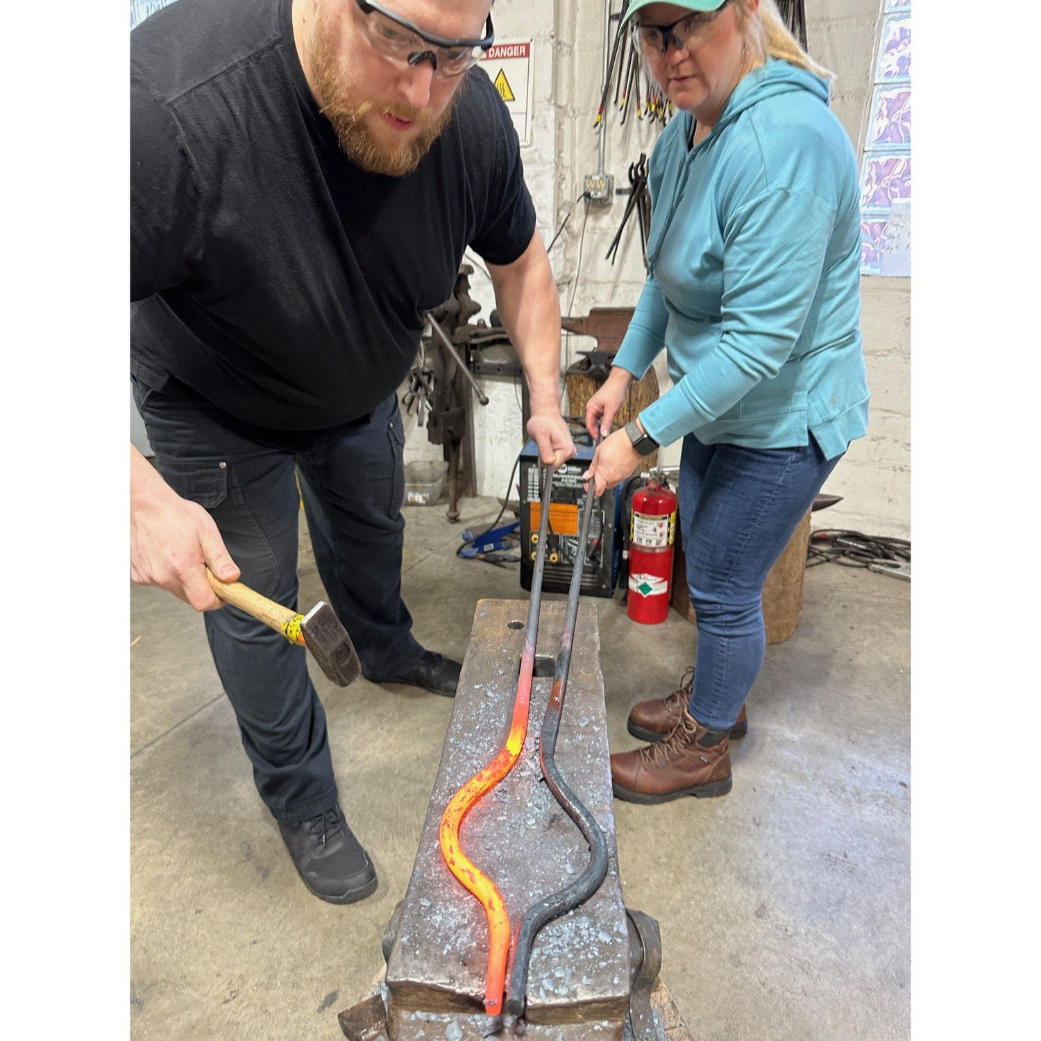 Forging a pair of fire tongs for Michael's birthday!