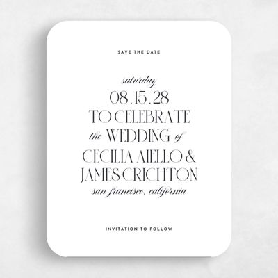White Rounded Wedding Save the Date - Milan Portrait