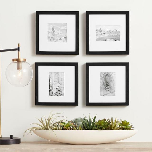 Wood Gallery Frames, Set of 4, 10"x10" Overall - Black