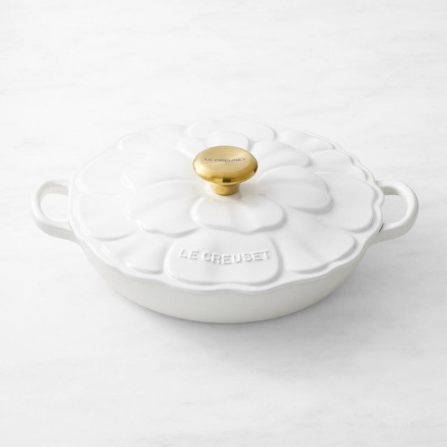 Le Creuset Enameled Cast Iron Petal Braiser, 2 1/4-Qt., White
