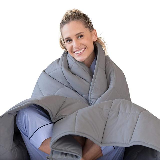 LUNA Adult Weighted Blanket | Individual Use - 15 lbs - 60x80 - Queen Size Bed | 100% Oeko-Tex Certified Cooling Cotton & Glass Beads | USA Designed | Heavy Cool Weight | Dark Grey