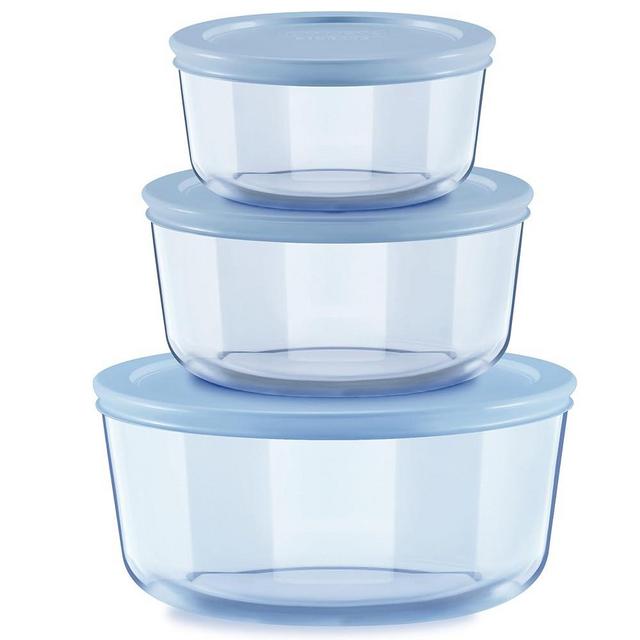 Pyrex Tinted (6-PC Medium) Small/Medium Round Food Storage Container Set, Snug Fit Non-Toxic Plastic BPA-Free Lids, Freezer Dishwasher Microwave Safe, 2 Cup, 4 Cup & 7 Cup