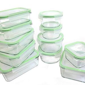 Kinetic 22 Piece (54oz, 35oz, 30oz, 28oz, 15oz, 14oz,13oz) GoGreen Glassworks Oven Safe Glass Food Storage Container Set with Leak Proof Lids; (11 Containers and 11 Lids);55043