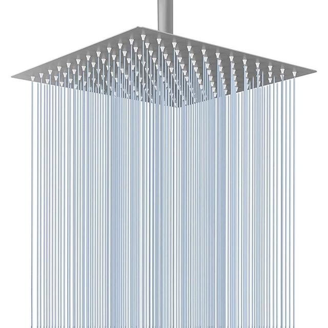 Voolan Rain Shower Head - 12 Inches Large Rainfall Shower Head Made of 304 Stainless Steel - Perfect Replacement For Your Bathroom Shower Heads (Brushed Nickel)