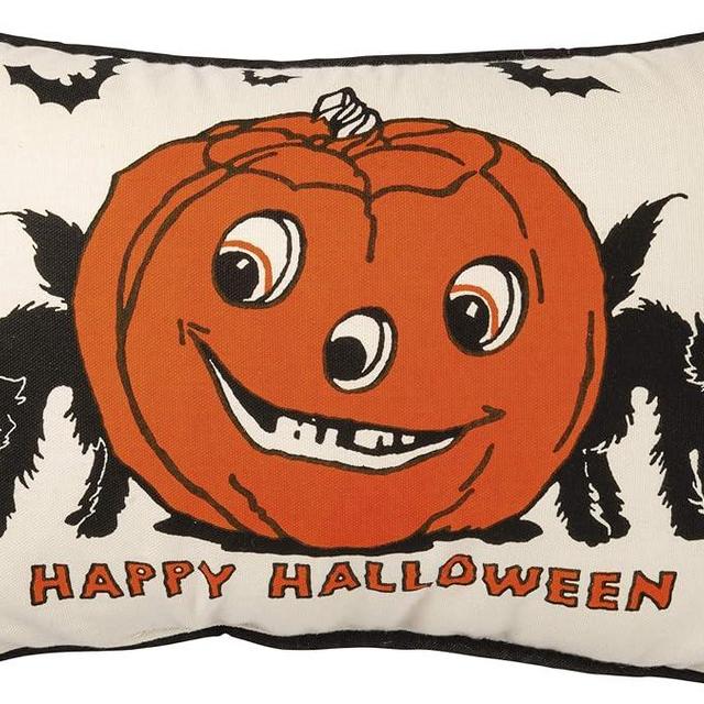 Primitives by Kathy Happy Halloween, Retro-Inspired Throw Pillow, 1 Count (Pack of 1)