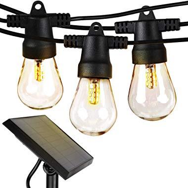 Brightech Ambience Pro - Waterproof LED Outdoor Solar String Lights - 1W Vintage Edison Bulbs - 27 Ft Heavy Duty Patio Lights Create Cafe Ambience On Your Porch - Soft White