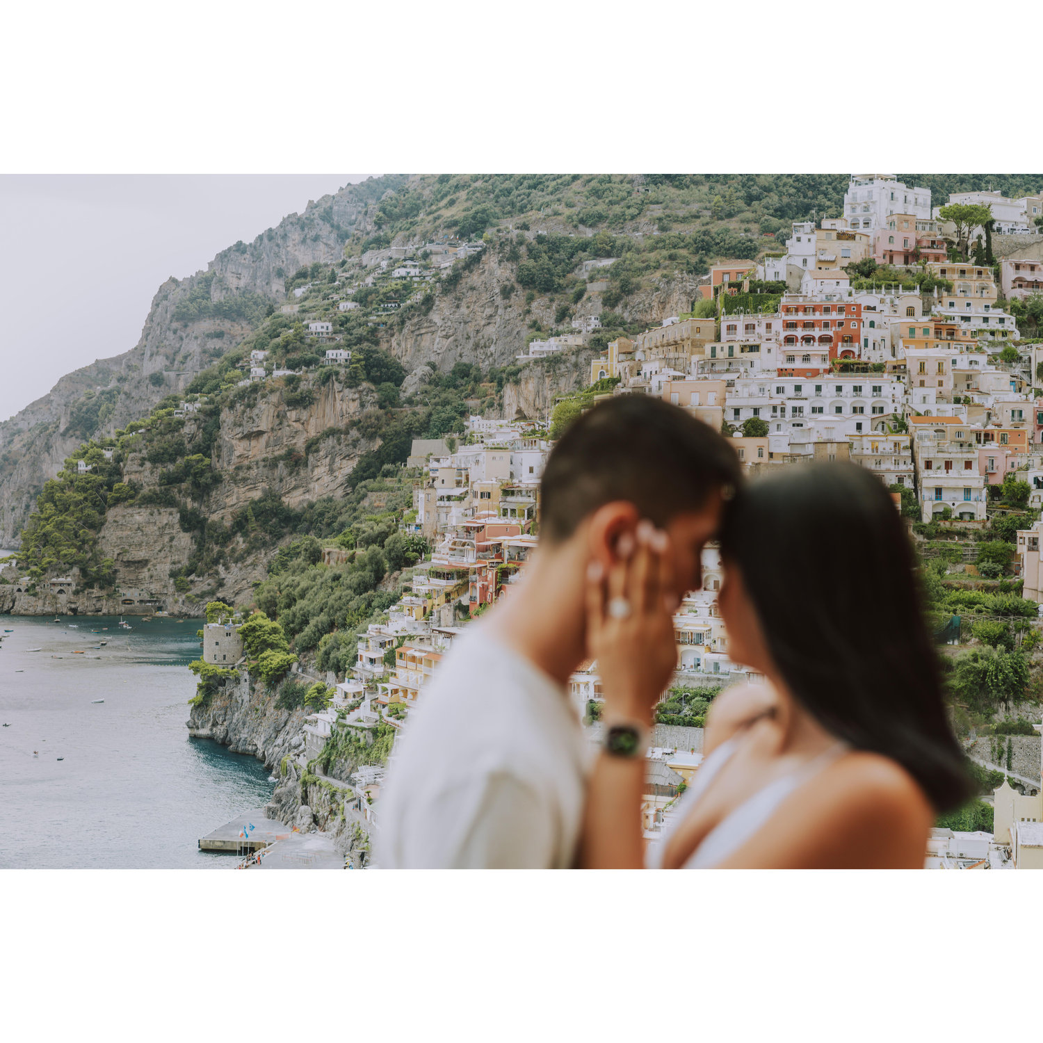 Engagement photos in Positano, Italy. Overlooking the most beautiful little town.