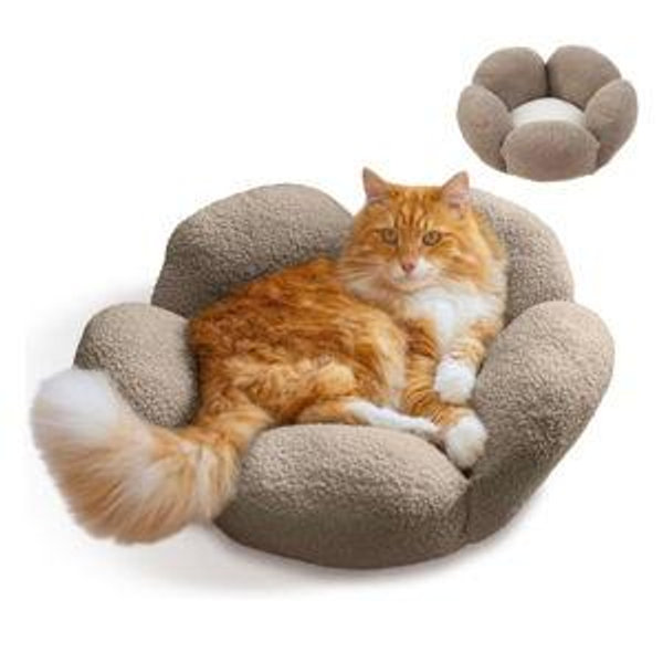 Catstages Indoor Purrfect Petals Washable Flower Shaped Round Bolster Plush Cat Bed