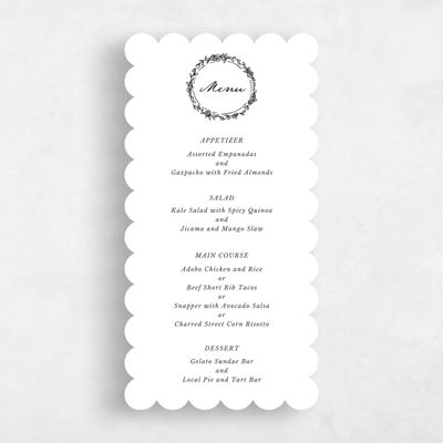 White Scalloped Wedding Menu - Violet
