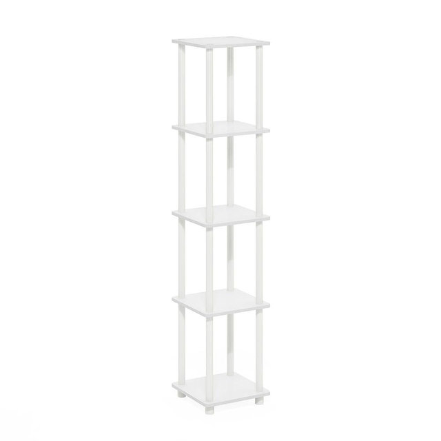 Furinno Turn-N-Tube 5-Tier Corner Square Rack Display Shelf, White/White