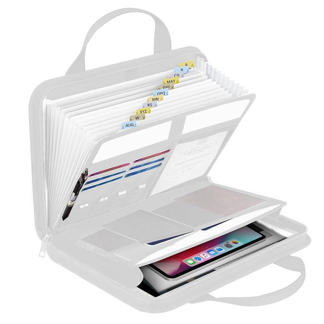 onvvippiv File Organizer Fireproof Expanding Accordion File Folder with Zipper Labels13 Pockets Document Organizer Holder Storage Box Bag for Business Office Receipt Home Travel