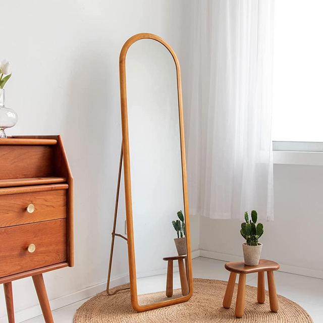 COZAYH Arched Full Length Mirror with Stand, Fully Assembled Dressing Wall-Mounted Mirror, Floor Solid Wood Frame, Large Body for Bedroom, Bathroom, Living Room Decor 60'×16', (U05001-0)