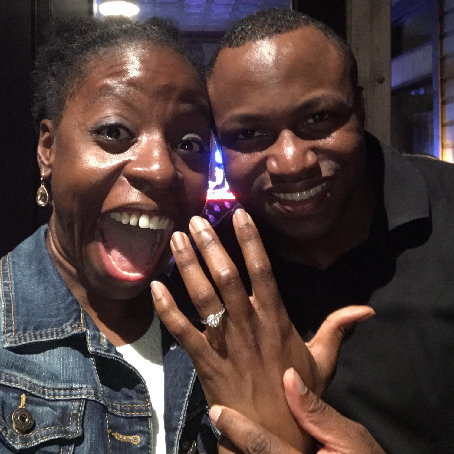 Right after he popped the question! It was a surprise ending to Robert's birthday dinner.