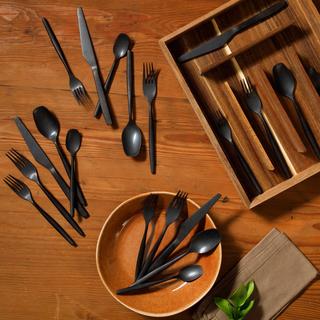 21-Piece Flatware Utensil Set with Wooden Caddy, Service for 4