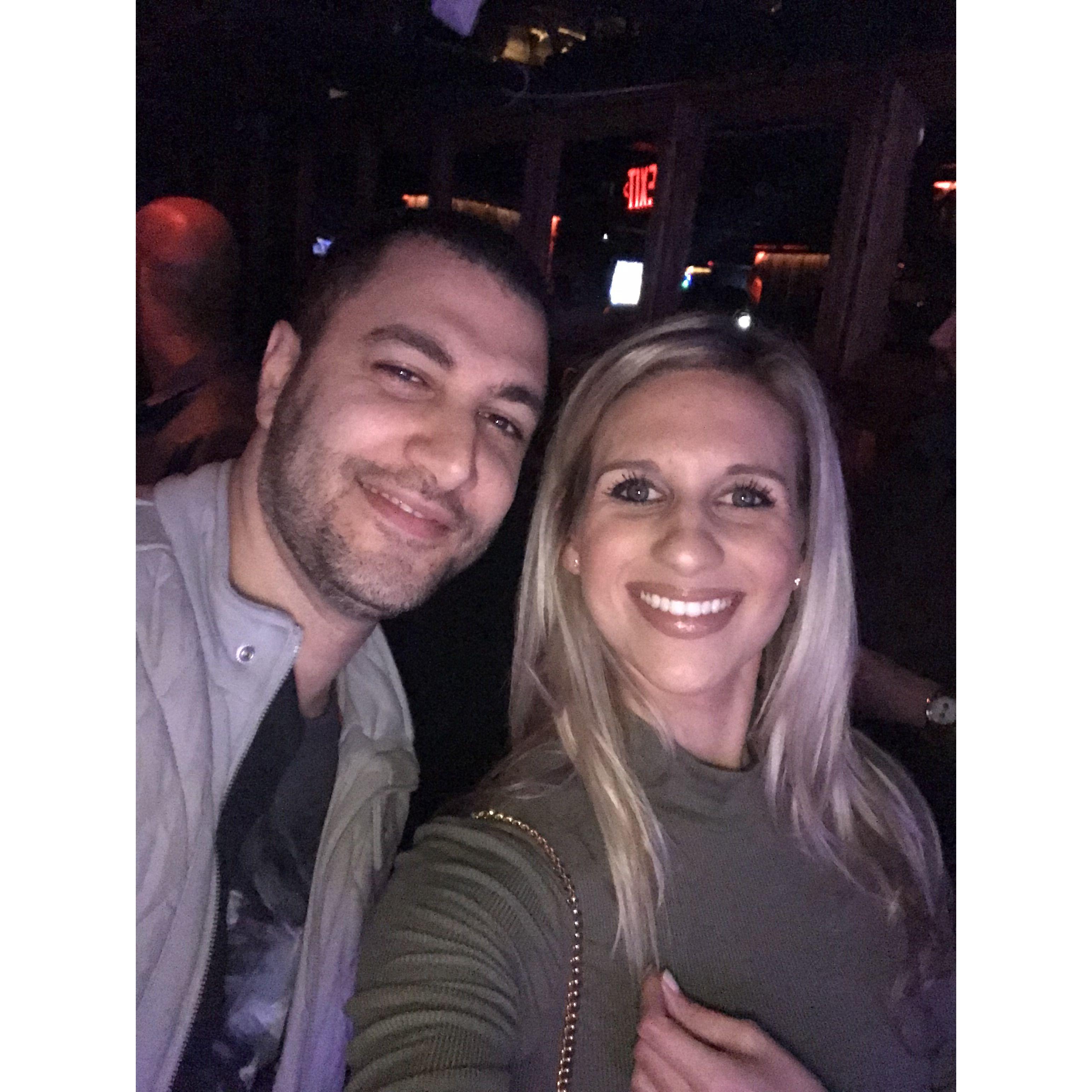 The first photo Olivia and Faris ever took together back in 2018. This was the night they met, where they discussed needing to send the photo to her sister to prove they met!