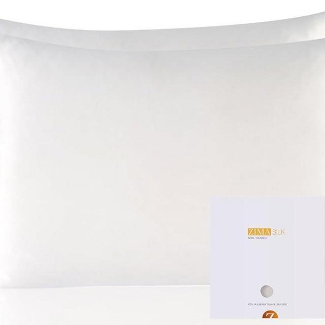 ZIMASILK 100% Pure Mulberry Silk Pillowcase 2 Pack, Soft and Smooth,Both Sides Premium Grade 6A Silk,600 Thread Count,with Hidden Zipper (Queen 20''x30'',White)