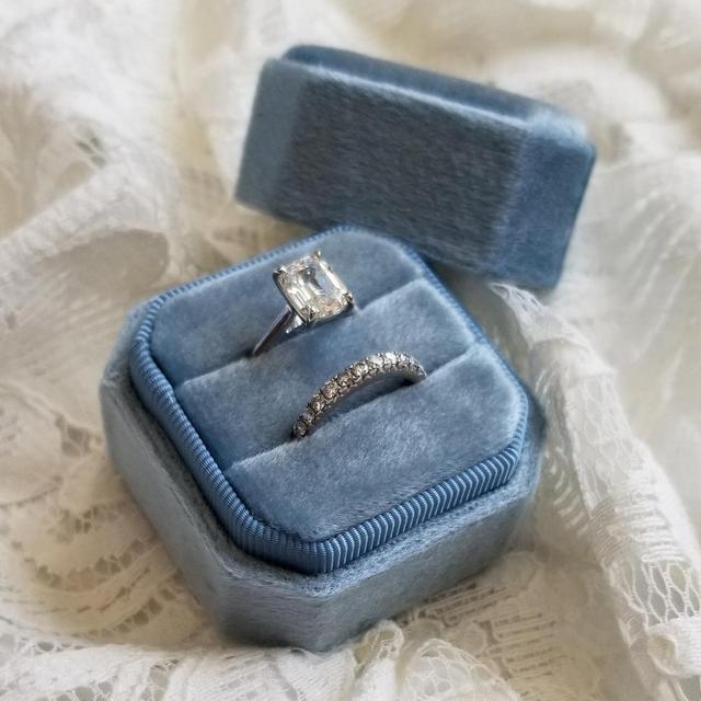 Velvet Ring Box - Square Rich Blue