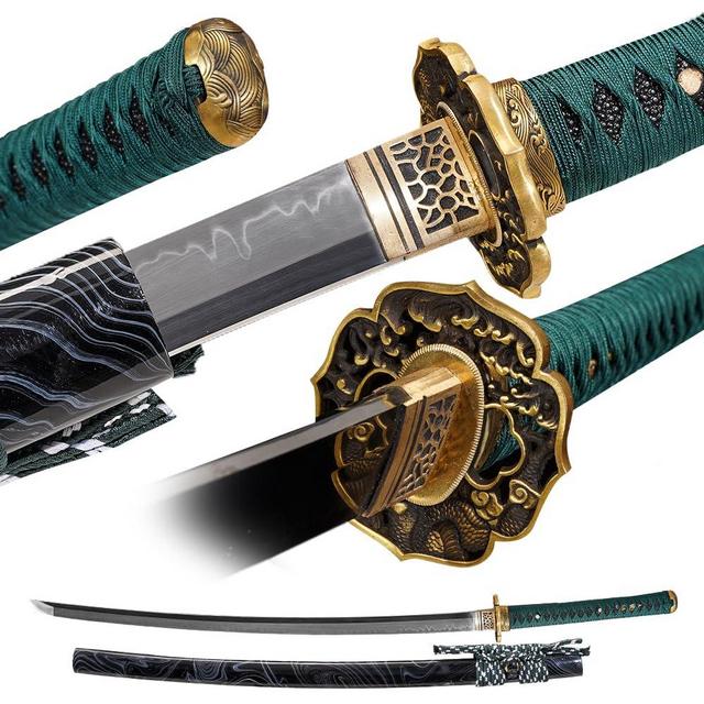 Moonsword Katana – Full-Tang Samurai Sword with 28" Blade | Multiple Colors & Materials | Lacquered Saya | High Carbon or Manganese Steel | Display & Practice Ready