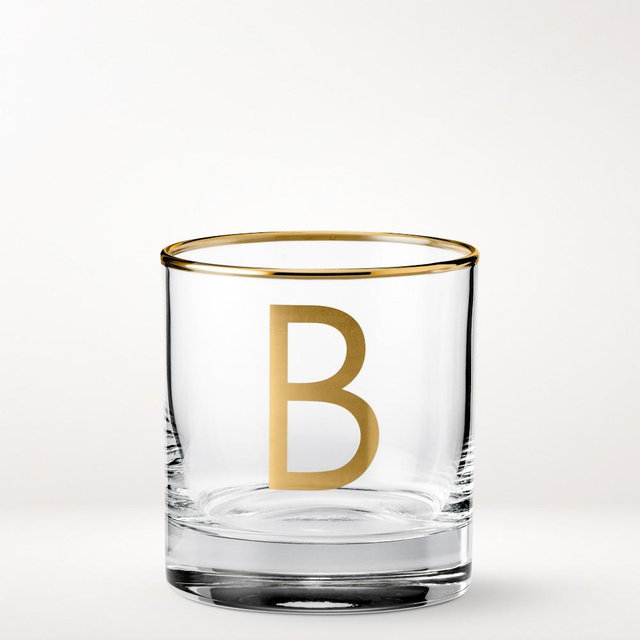 Monogram Double Old-Fashioned Glass, B