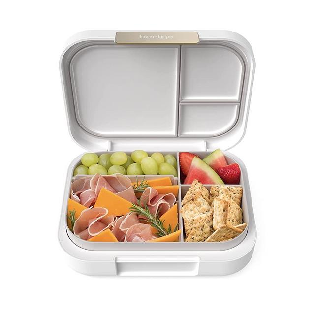 Bentgo® Modern - Leak-Proof, Versatile 4-Compartment Bento-Style Lunch Box, Ergonomic Design with Matte Finish, Ideal for On-the-Go Balanced Eating for Adults and Teens - BPA-Free (White)