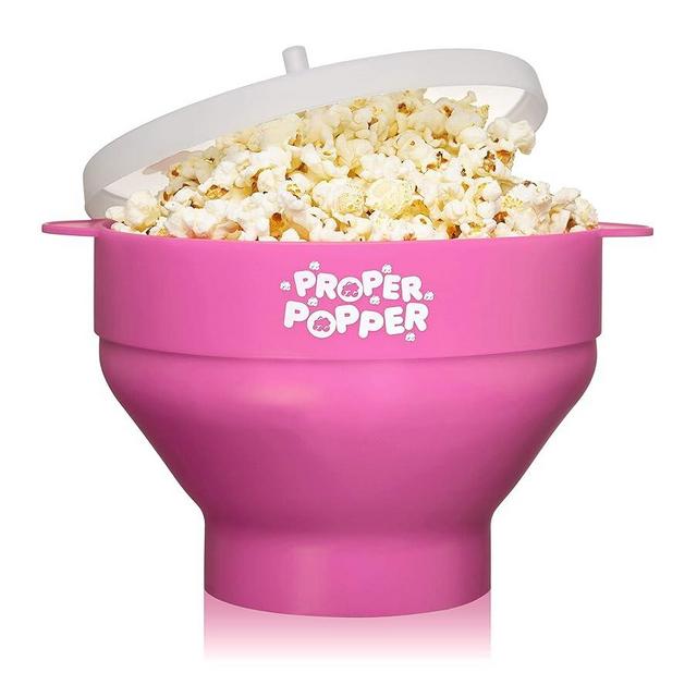 The Original Proper Popper Microwave Popcorn Popper, Silicone Popcorn Maker, Collapsible Bowl BPA Free & Dishwasher Safe - (Pink)