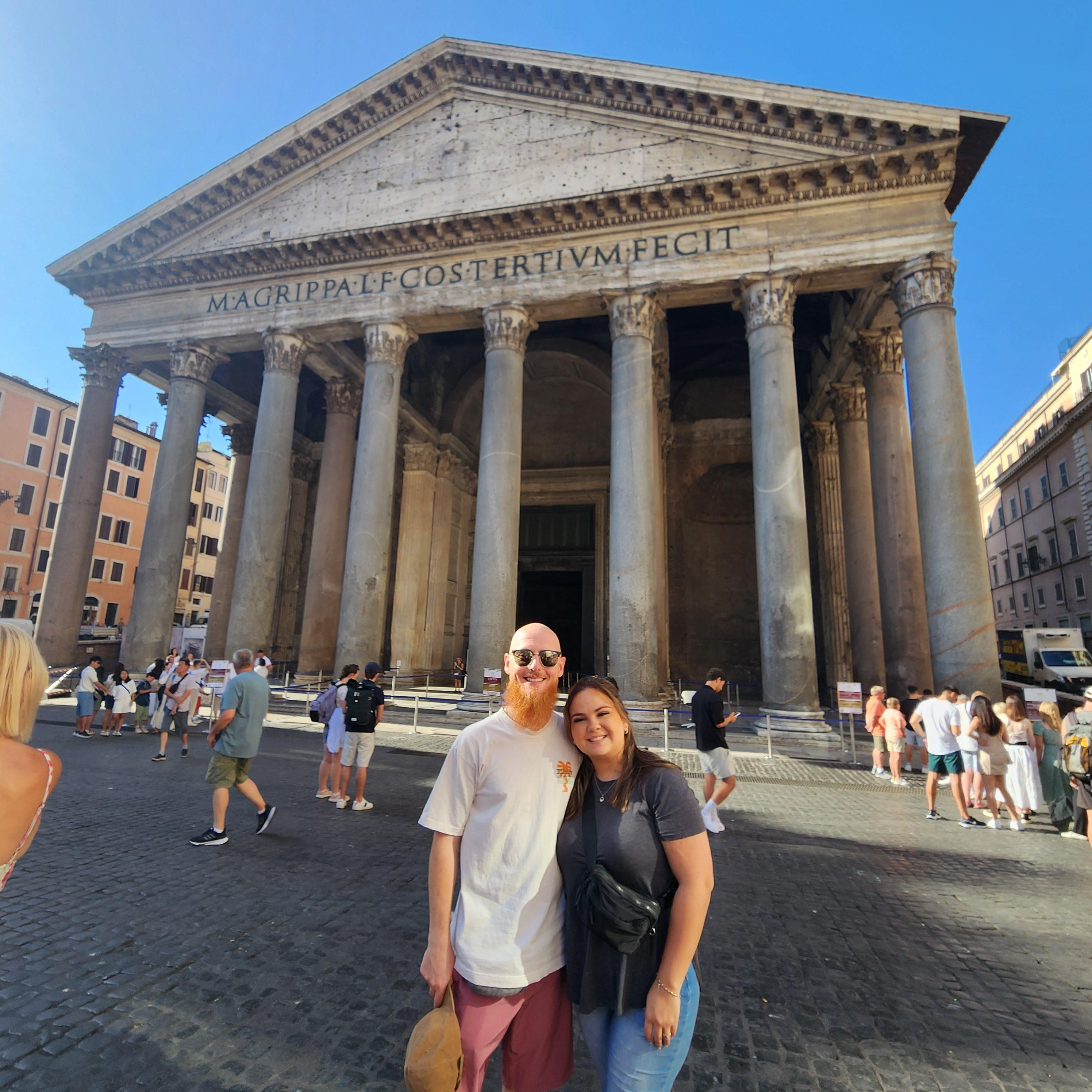 Konnor and Cassie in front of the Pantheon in Rome