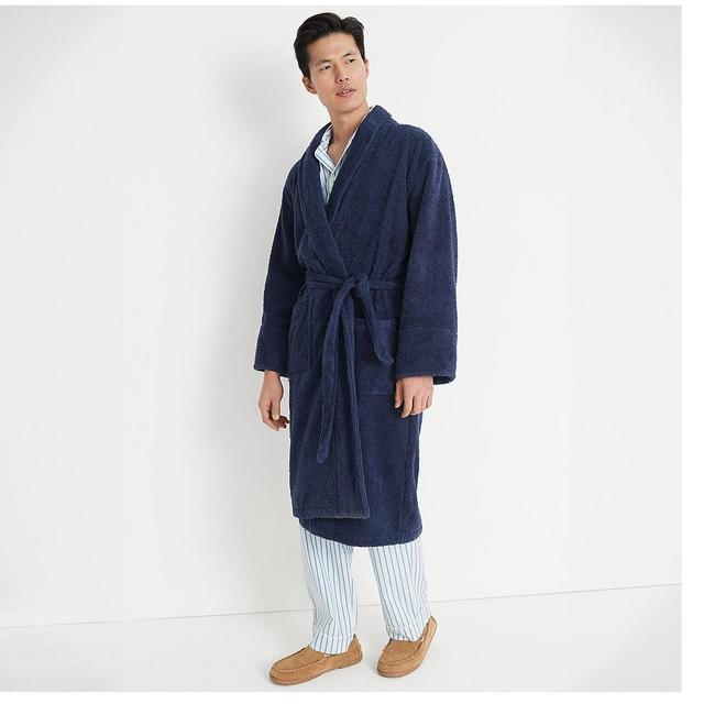 Men's Calf Length Turkish Terry Robe- Deep Sea Navy (m)