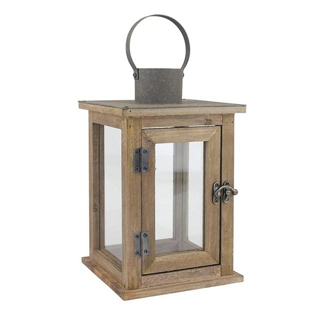 Stonebriar Decorative 11" Wooden Candle Lantern, Medium, Brown