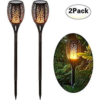 TomCare Solar Lights, Waterproof Flickering Flames Torches Lights Outdoor Landscape Decoration Lighting Dusk to Dawn Auto On/Off Security Torch Light for Garden Patio Deck Yard Driveway (2)
