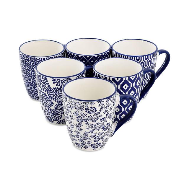 Elama Stoneware Assorted Mugs, Set of 6