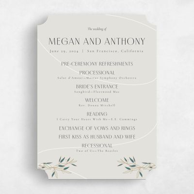 Grey Ticket Wedding Program - Stefana