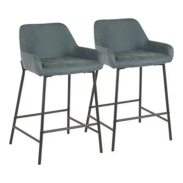 LumiSource Daniella Counter Stools in Black/Green (Set of 2)