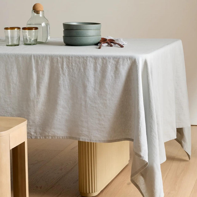 European Linen Tablecloth (rectangle, blue, dining table)