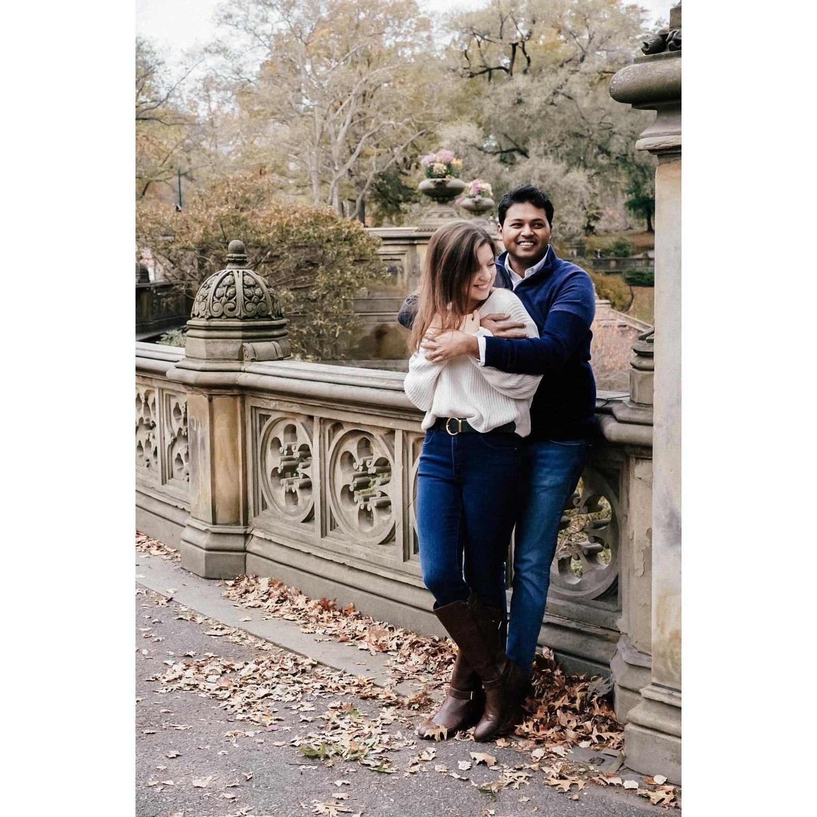 Engagement photo in Central Park, November 2019