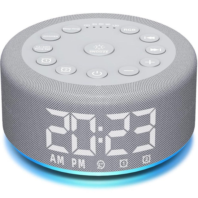 Sound Machine Alarm Clock Brown Noise White Noise Machine Night Light with Dual Alarms Backup Battery 30 Sleeping Sounds for Baby Kids Adults 32 Level Volume 5 Timers 15 Wake Up Sounds Memory Function