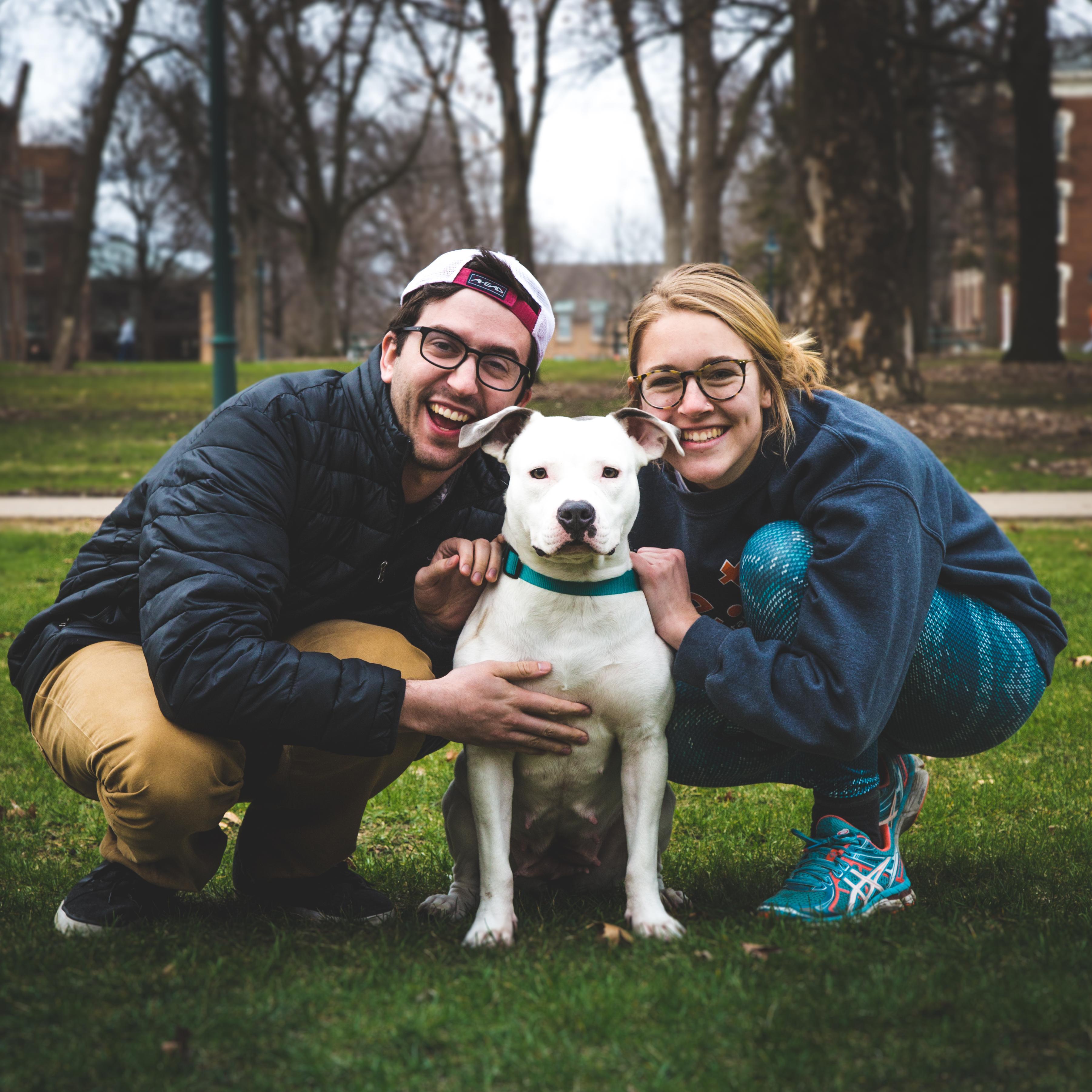 Taken by our good friend Michael Bowden - right after we chased down our pup Madison. This is at Wartburg, the place where we met and eventually fell in love.