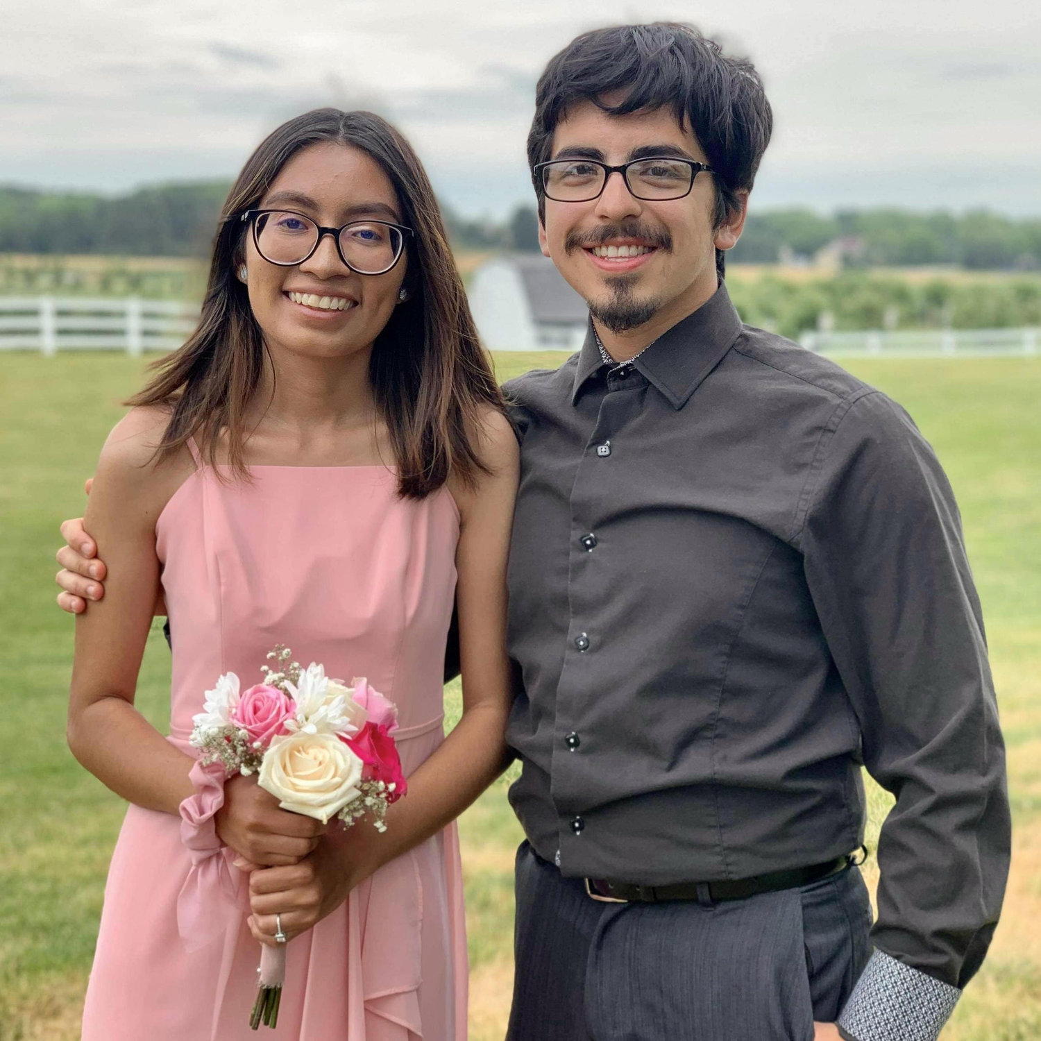 This us at our beloved friend's wedding! I was a bridesmaid and Jorge was an usher -- now it's our turn to be bride and groom!